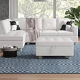 thumbnail image 1 of Pon Living Furniture 103.5" Wide White Faux Leather Sectional with Ottoman - Left Hand Facing, 1 of 6