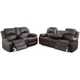 thumbnail image 1 of Pon Living Furniture Inc 2-Pcs Modern Bonded Leather Reclining Sofa Living Room Furniture Set, Brown, 1 of 4