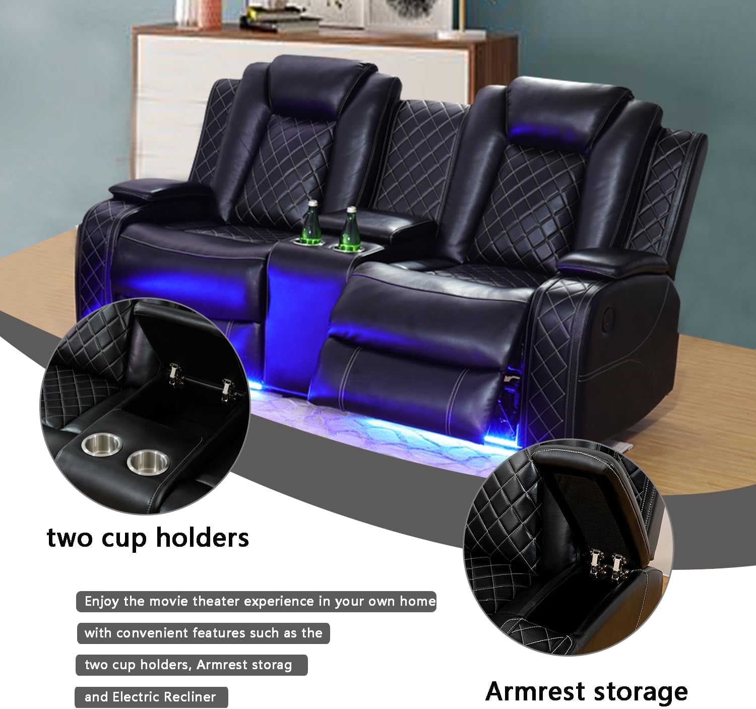 Pon Living Furniture Inc Power Electric Breathable Leather Living Room Recliner