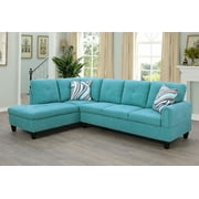 Pon Living Furniture Modular Velvet Sectional Sofa, 2 Pieces L Shaped Living Room Set, Left Hand Facing/Green