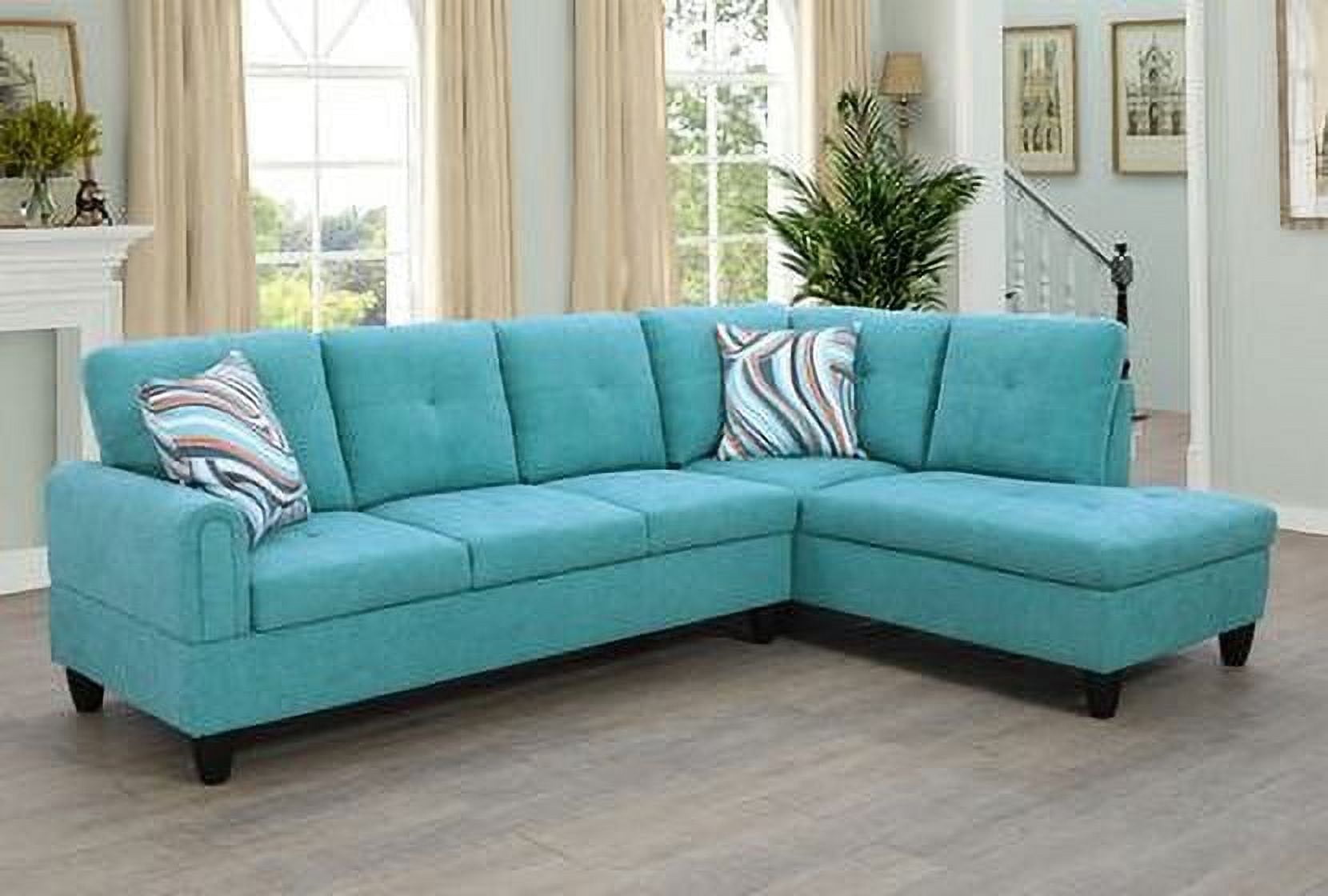 Pon Living Furniture Modular Velvet Sectional Sofa, 2 Pieces L Shaped