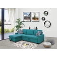 thumbnail image 1 of Pon Living Green Linen Reversible Sleeper Sectional Sofa with Storage Chaise, 1 of 9