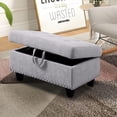 thumbnail image 1 of Pon Living Linen Rectangular Storage Ottoman, Bench Tufted Footrest, Modern Lift Top Pouffe Ottoman for Living Room, Grey White Flannel, 1 of 5