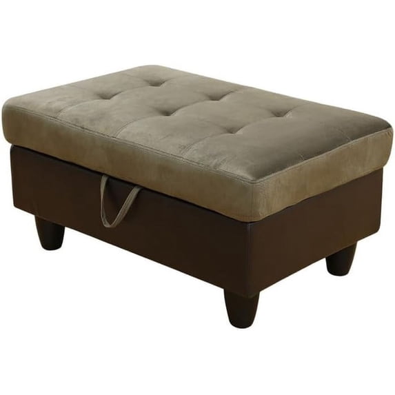 Pon Living Microfiber Rectangular Storage Ottoman, Bench Tufted Footrest, Modern Lift Top Pouffe Ottoman for Living Room,Taupe