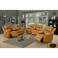 thumbnail image 1 of Pon Living Recliner Living Room Set, 3 PCS Sectional Sofa, Loveseat, Chair with Drop Down Table & Central Console for Living Room (Ginger, Bonded Leather), 1 of 6