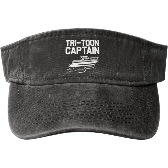 Pon-Toon Captain Sun Sports Visor Hat Adjustable Cap for Women and Men Black