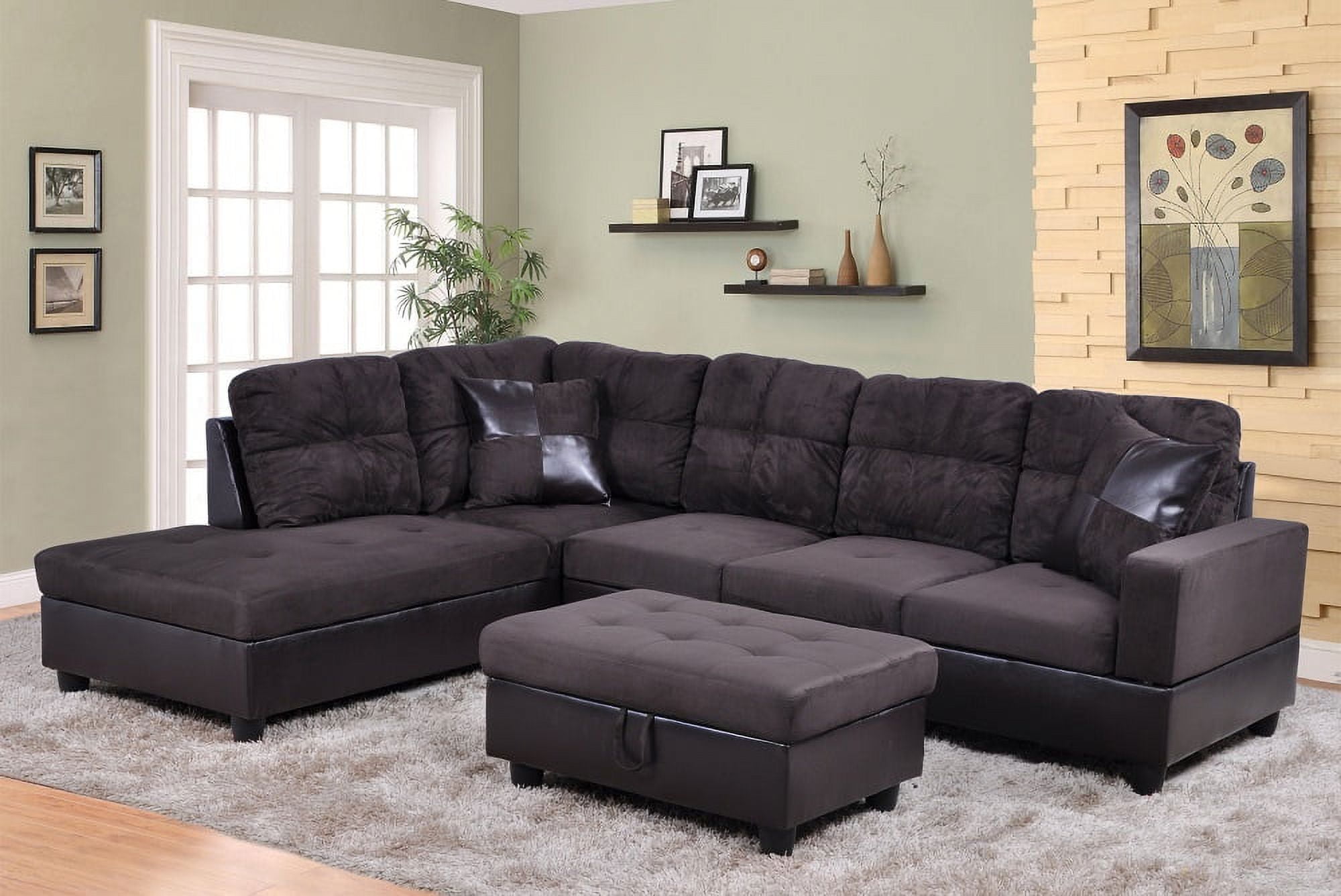 L Shape Right Hand Facing Sectional Sofa Sets Espresso