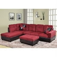 thumbnail image 1 of PonLiving 103.5" Wide Corner Microfiber Sectional Sofa with Storage Ottoman & Matching Pillows Left Hand Facing, Red, 1 of 7