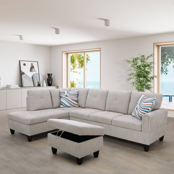 PonLiving 3 - Piece Upholstered Sectional Left Hand Facing