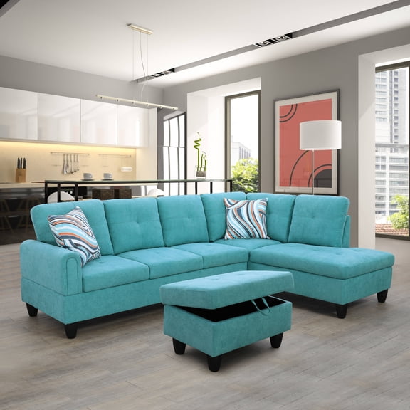 PonLiving 3 - Piece Upholstered Sectional Right Hand Facing