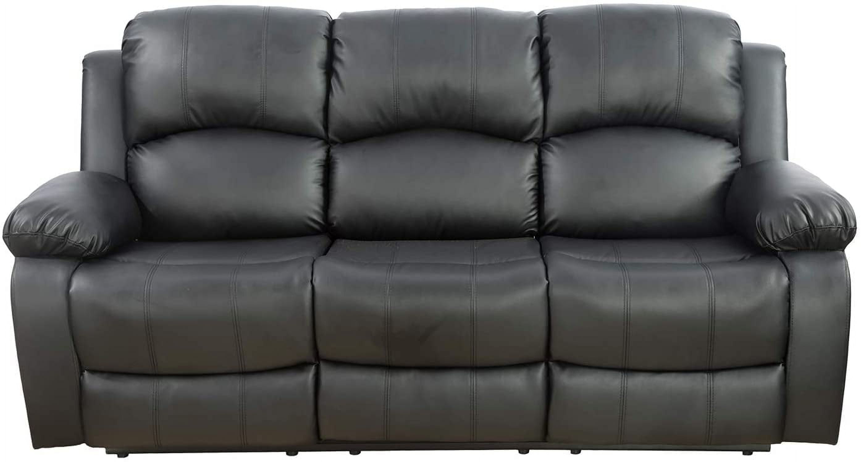 PonLiving 82'' Pillow Top Arm Reclining Sofa With Dropdown Table, Black