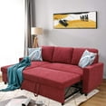 thumbnail image 1 of PonLiving 83" Reversible Sectional Sleeper Sofa with Storage Chaise Red Flannelette - Convertible L-Shaped Couch with Pull Out Bed, 1 of 5