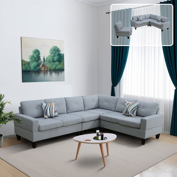PonLiving 95.5" Sectional Couch Corner Sectional Lounge Sofa Unique Own Combination Sectional Sofa, Pallid Grey