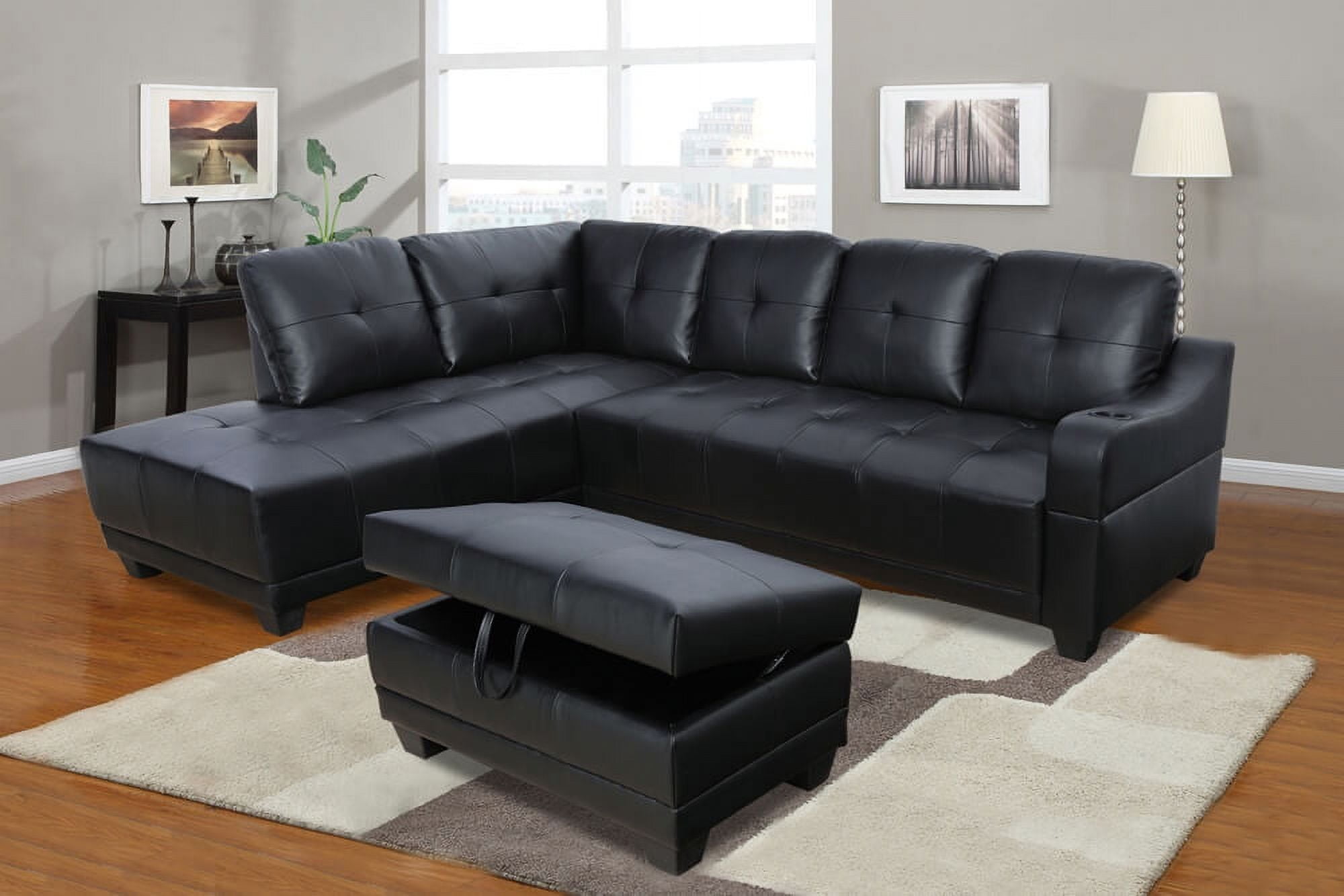 Left hand deals facing leather sectional