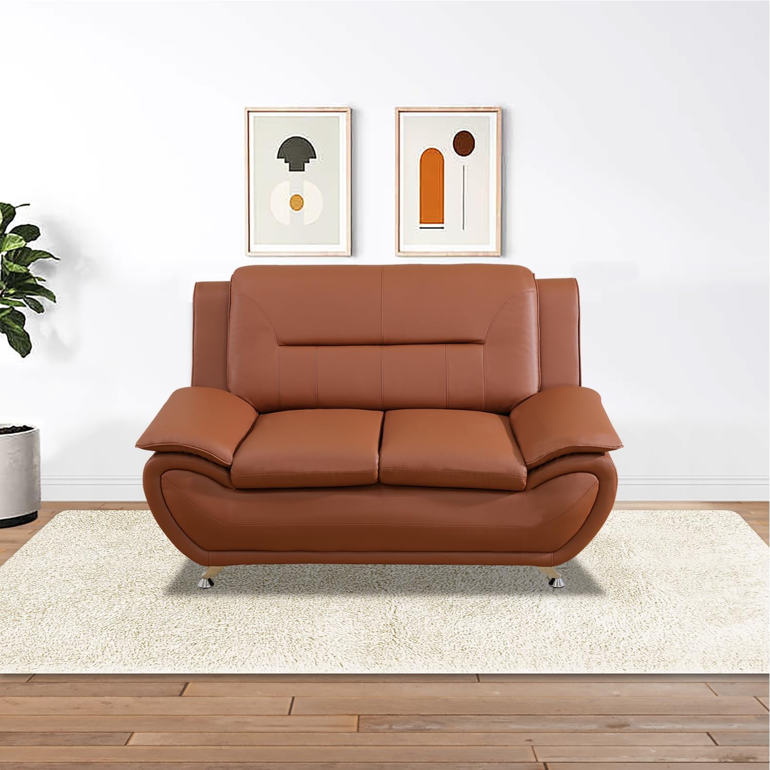PonLiving Oversize Modern Leather Loveseat and Armchair, 2-Piece Living  Room Furniture Sets Living Room Furniture Sets, Orange - Walmart.com, image size:1500x1500