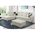 thumbnail image 1 of PonLiving Cream 103.5'' Left Facing Sleeper Sectional with Storage Ottoman, Living Room Sectional Couches Set, White Leather, 1 of 5