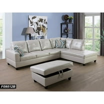 PonLiving Faux Leather 3 Piece Sectional Sofa Couch Set, L-Shaped Modern Sofa with Chaise Storage Ottoman and Pillows for Living Room Furniture
