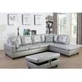 thumbnail image 1 of PonLiving Faux Leather 3 Piece Sectional Sofa Couch Set, L-Shaped Modern Sofa with Chaise Storage Ottoman and Pillows for Living Room Furniture, 1 of 3