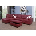 thumbnail image 1 of PonLiving Frame 103.5'' Left or Right Facing Sleeper Sectional with Storage Ottoman, Living Room Sectional Couches Set, Red Leather Sectional Sofa, 1 of 5