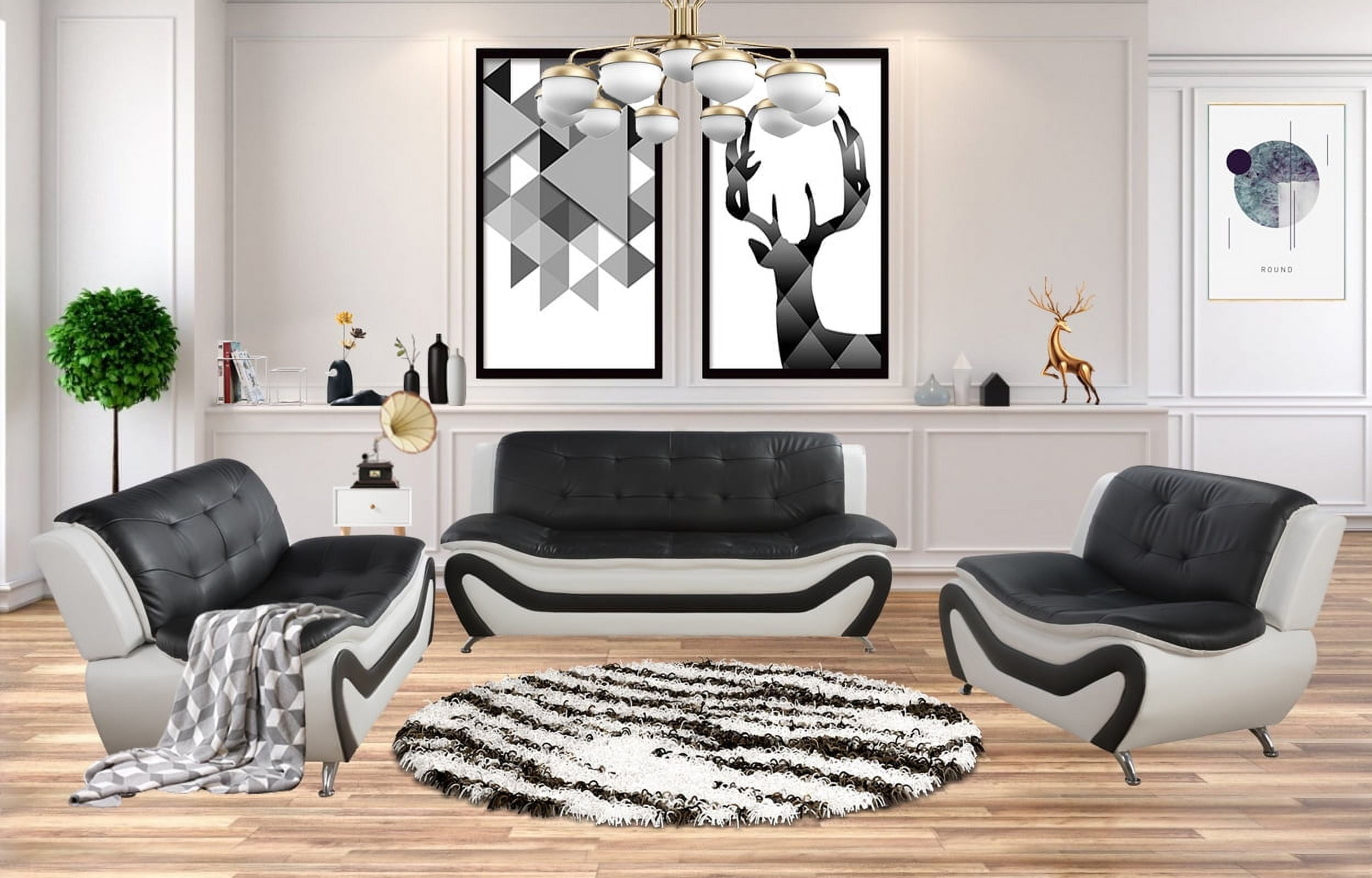 PonLiving Furniture 3 Piece Faux Leather Living Room Sofa Set - Walmart.com