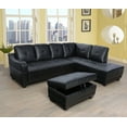 thumbnail image 1 of PonLiving Furniture 96" Wide Black Leather Right Hand Facing Sectional Sofa & Chaise with Ottoman PonLiving Furniture 96" Wide Black Leather Right Hand Facing Sectional Sofa & Chaise with Ottoman, 1 of 2