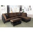 thumbnail image 1 of PonLiving Furniture Aiden 104" Sectional Sofa & Chaise with Ottoman Microfiber and faux leather upholstery Brown Right Hand Facing, 1 of 4