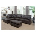 thumbnail image 1 of PonLiving Furniture Brown Faux Leather 3 Piece Sectional Sofa Couch Set, L-Shaped Modern Sofa with Chaise Storage Ottoman for Living Room Furniture, Left Hand Facing, 1 of 5