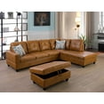 thumbnail image 1 of PonLiving Furniture Furniture Sectional Sofa Set, Living Room Sofa Set, Leather L Shape Sofa(Right Hand Facing,Ginger), 1 of 7