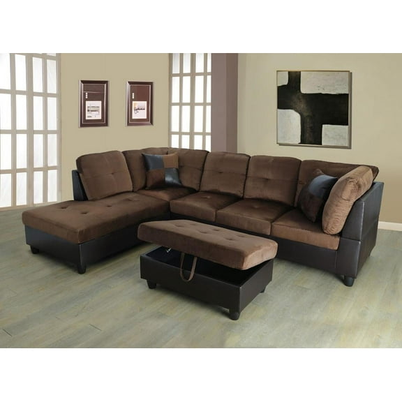 PonLiving Furniture Gazel 103.5'' Sectional Sofa with Storage Ottoman, Right Hand & Left Hand Facing PonLiving Gazel 103.5'' Sectional Sofa with Storage Ottoman, Right Hand & Left Hand Facing