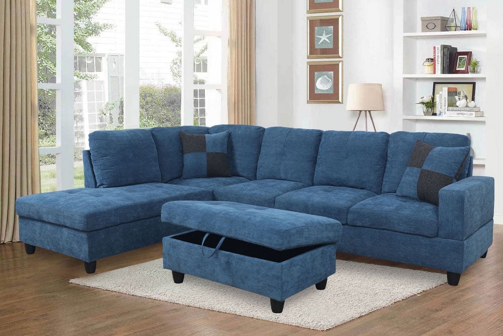 PonLiving Furniture L Shape Sectional Sofa Couch Set Morden Fabric Couch Set with Left Hand Chaise Lounge 2 Toss Pillows Included