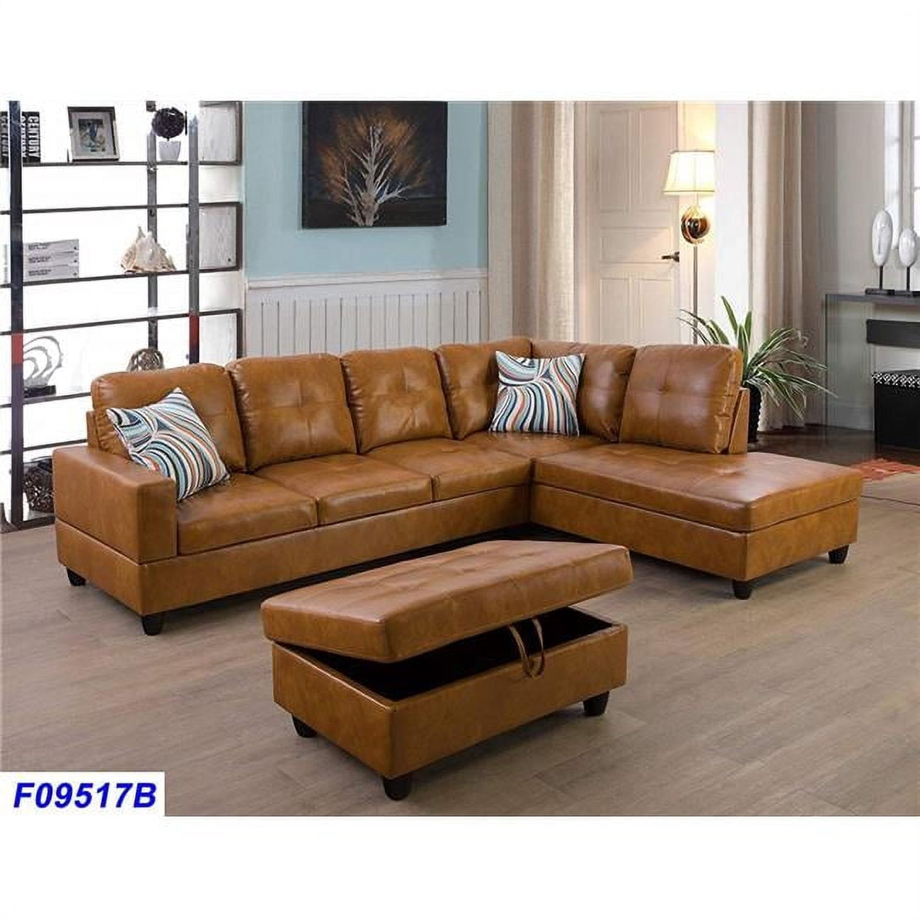 PonLiving Large Living Room 3 Piece Right Facing Sectional Couches with ...