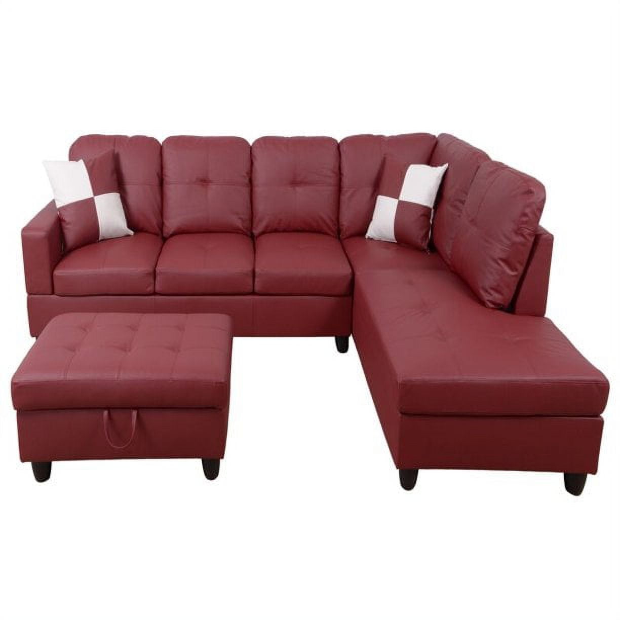 PonLiving Furniture Raphael Faux Leather Left Facing Sectional Sofa ...