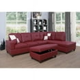 thumbnail image 1 of PonLiving Furniture Red Faux Leather 3 Piece Sectional Sofa Couch Set, L-Shaped Modern Sofa with Chaise Storage Ottoman for Living Room Furniture, Right Hand Facing, 1 of 6