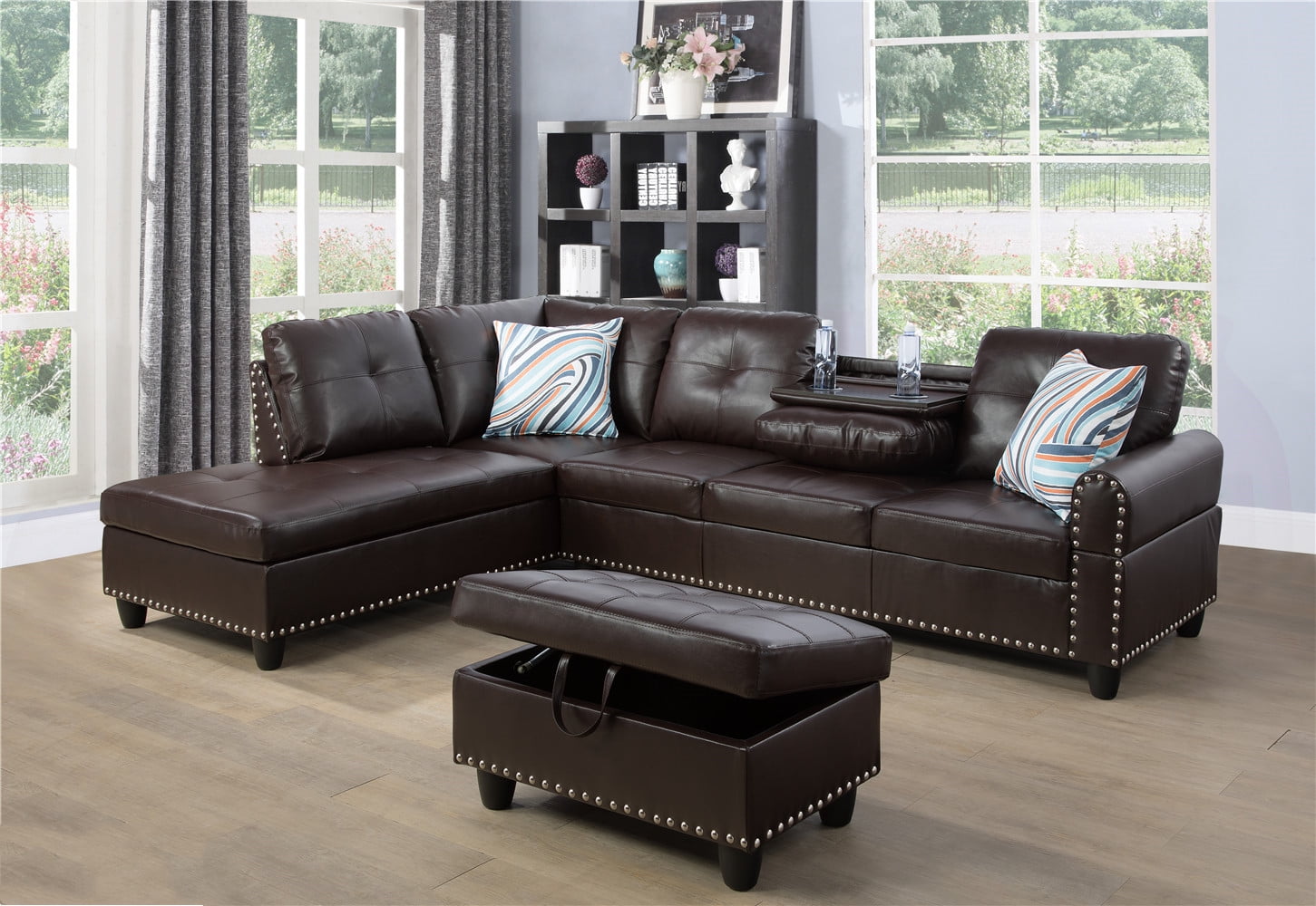 Left hand facing leather sectional deals