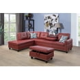thumbnail image 1 of PonLiving Furniture Room Sectional Set, Leather Sectional Sofa in Home, with Storage Ottoman and Matching Pillows Left Hand Facing Red, 1 of 4