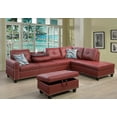 thumbnail image 1 of PonLiving Furniture Room Sectional Set, Leather Sectional Sofa in Home, with Storage Ottoman and Matching Pillows Right Hand Facing Red, 1 of 4