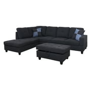 PonLiving Furniture Sectional Sofa, Dark Gray Linen