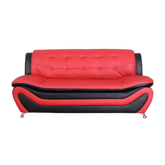 PonLiving Furniture Sekar Sofa / Fabric: Red/Black Sekar Sofa / Fabric: Red/Black