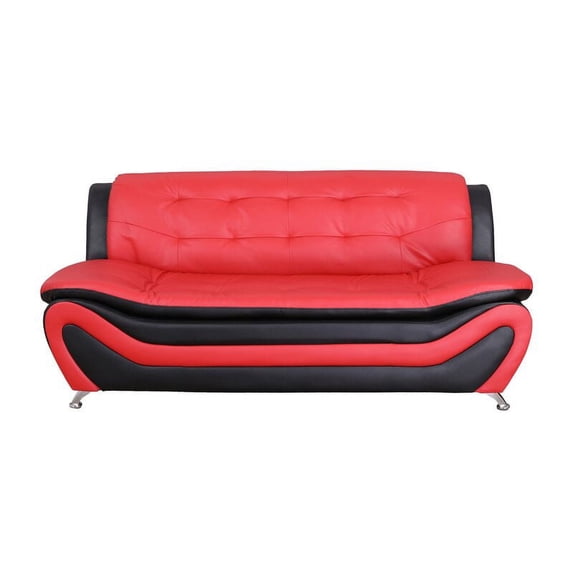 PonLiving Furniture Sekar Sofa / Fabric: Red/Black Sekar Sofa / Fabric: Red/Black