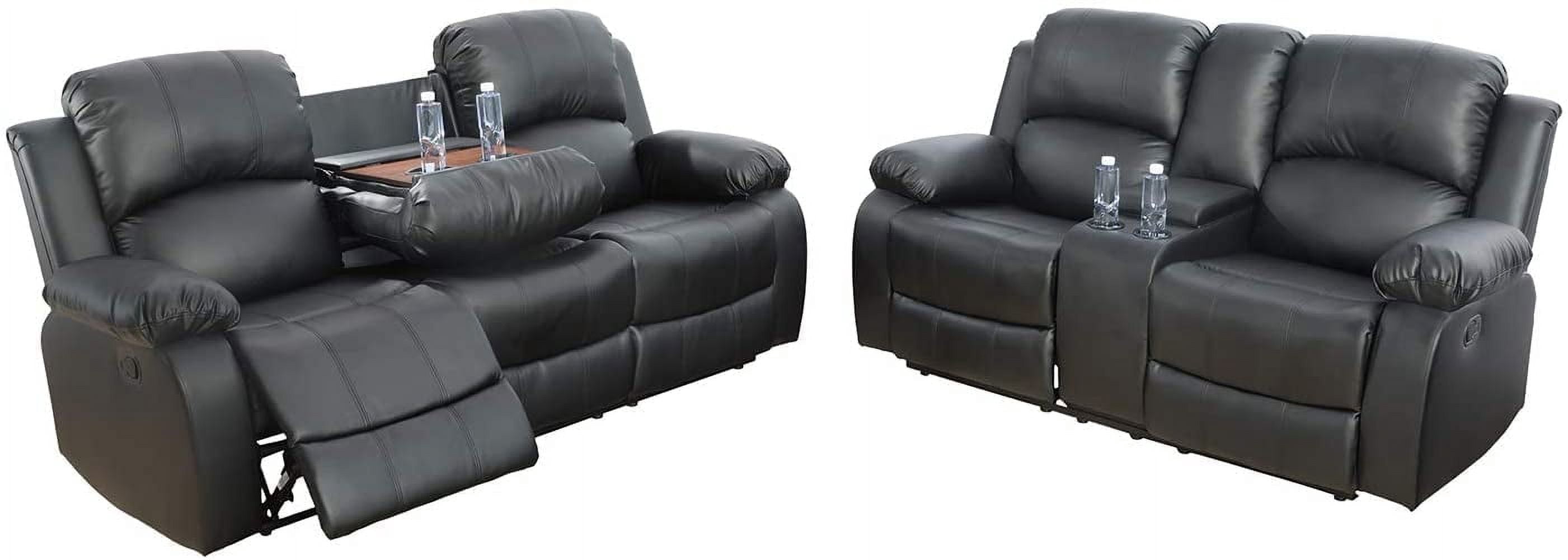 PonLiving Furniture Sonja Living Room 18" Manual Rocker Recliner Black Loveseat& Sofa Sonja Living Room 18" Manual Recliner Black Loveseat& Sofa