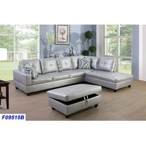 PonLiving Furniture Tyisha 103.5'' Sectional Sofa with Storage Ottoman, Right Hand Facing, Leather Upholstered