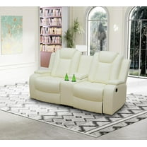 PonLiving Leather Power Recliner Sofa Set with LED Lights and USB Chargers - Black Leather Living Room Furniture, Sofa