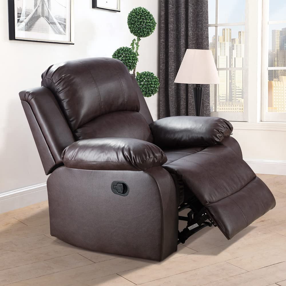 PonLiving Manual Leather Recliner Chair Black