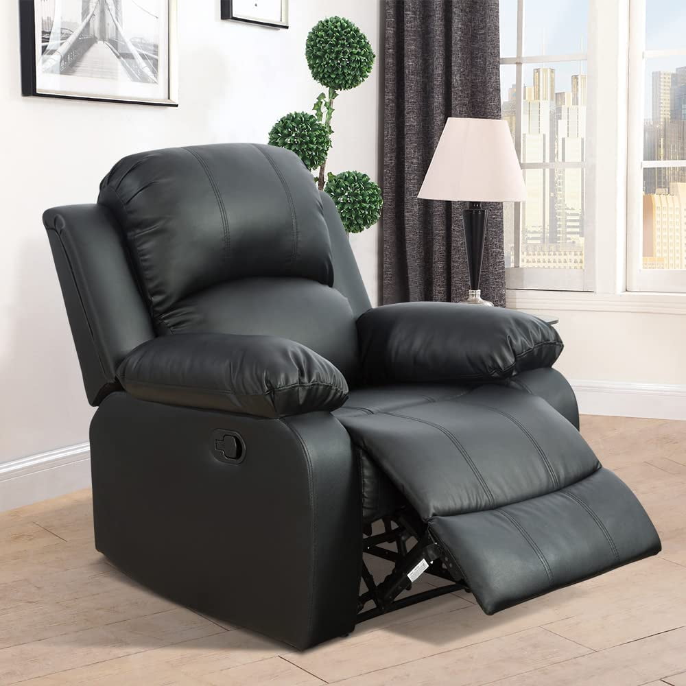 PonLiving Manual Leather Recliner Chair Brown