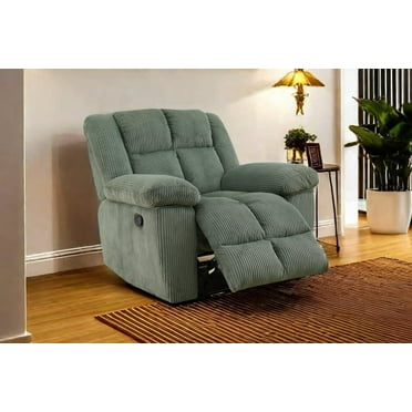 PonLiving Modern Corduroy Recliner Chair with Overstuffed Arms, Green Living Room/ Office, Chair.