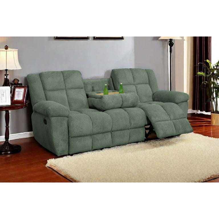 PonLiving Modern Corduroy Recliner Sofa with Overstuffed Arms Green Living Room Office Sofa