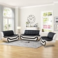 thumbnail image 1 of PonLiving Oversize Modern Leather Sofa Set with Loveseat and Armchair, 3-Piece Living Room Furniture Sets, Black&White, 1 of 7