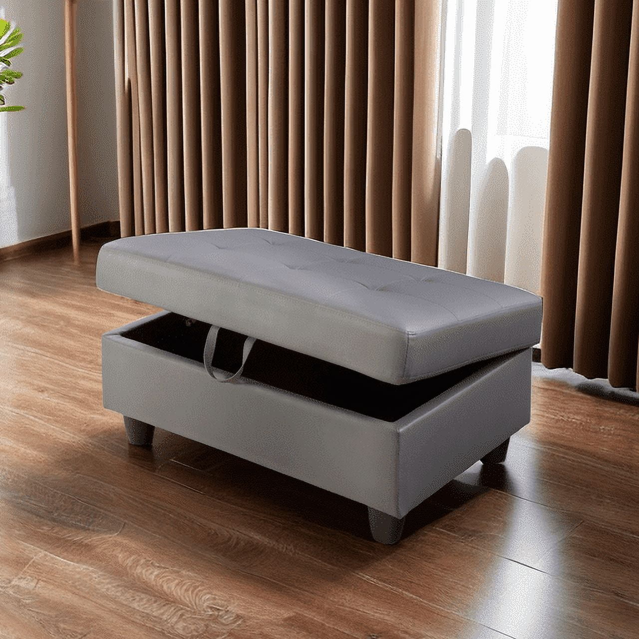 PonLiving Oversized Leather Storage Ottoman with Lid Lifting, for Living Room/Bedroom/Office
