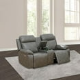 thumbnail image 1 of PonLiving Power Leather Recliner Loveseat with LED Lights,with USB Port/Storage Console/Cup Holders. Grey, 1 of 12