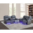 thumbnail image 1 of PonLiving Power Leather Recliner Sofa Set with LED Lights,Leather Couch Set,Living Room Furniture Sets with USB Port/Storage Console/Cup Holders Leather Sofa and Loveseat ) Drak Grey, 1 of 5